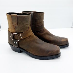 Old West Distressed Brown Leather Men's Boots